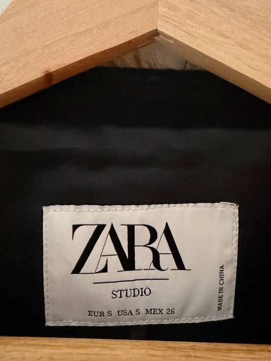 Zara Brown Faux Fur Bomber Jacket with Black Trim - Picture 5 of 6